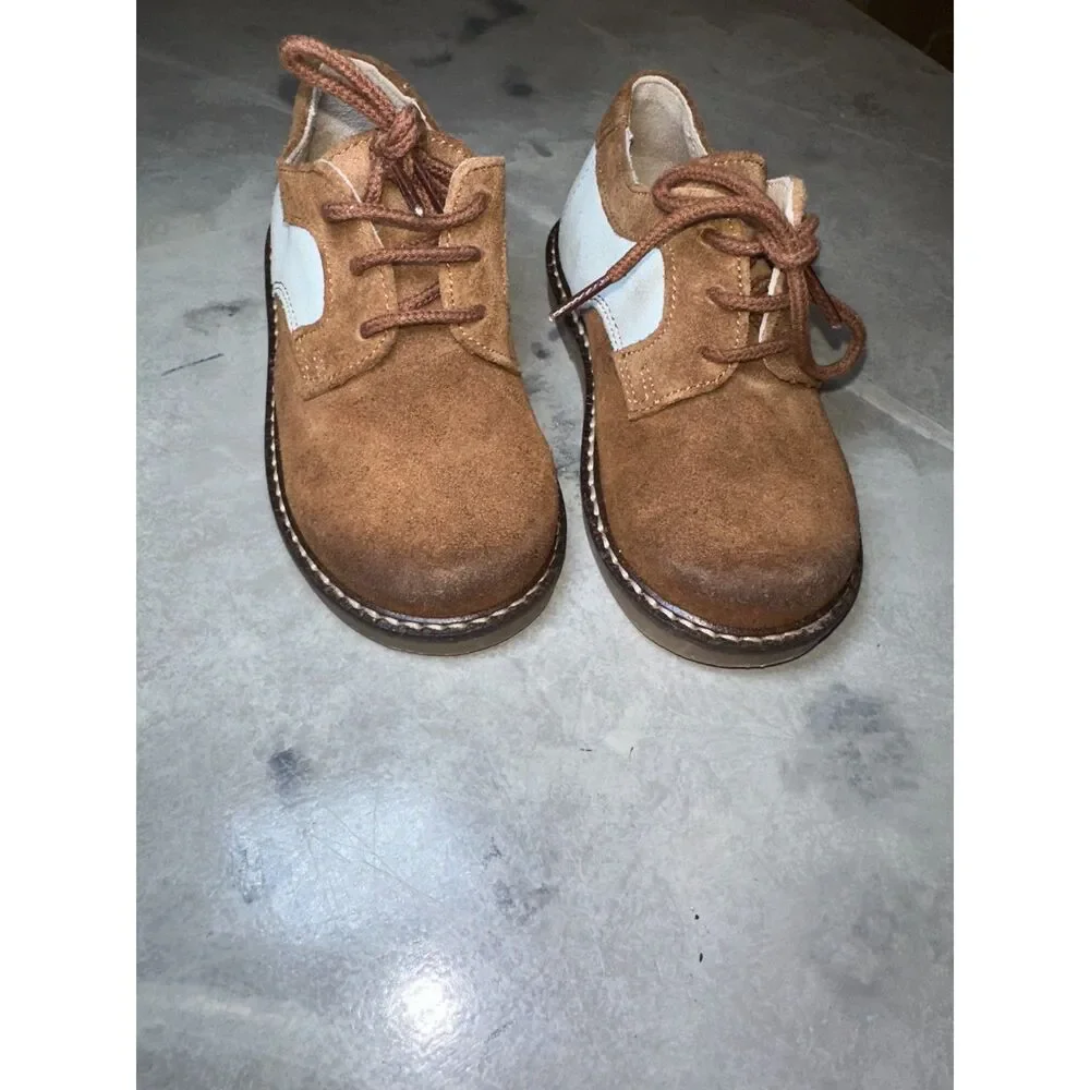 Fin & Vince Suede Retro Saddle Oxford Shoe, Cognac/ Pastel, Size 7 US‎ & Euro 23